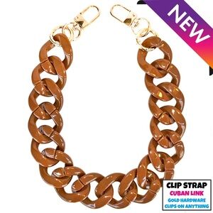 Cuban Link Purse Chain Clip Strap GLOSSY CHESTNUT
